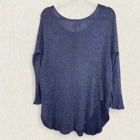 Hollister Sheer Knit Oversized Sweater XS/S Navy Blue Boho Moon Graphic Coastal - Picture 5 of 8